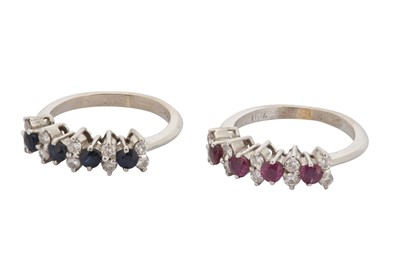Lot 177 - A set of sapphire, ruby and diamond rings