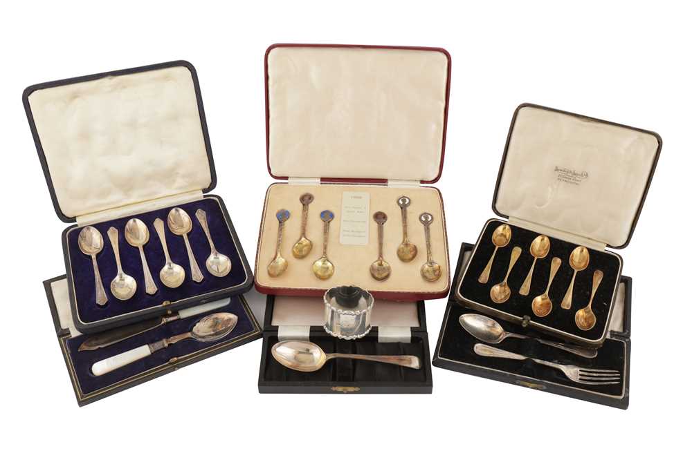 Lot 51 - A MIXED GROUP OF CASED SETS OF STERLING SILVER