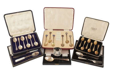 Lot 51 - A MIXED GROUP OF CASED SETS OF STERLING SILVER