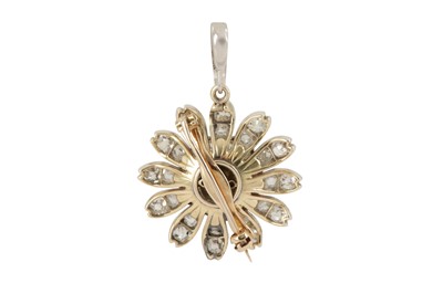 Lot 56 - A cultured pearl and diamond flower brooch/pendant