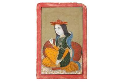 Lot 590 - A PORTRAIT OF AN INDIAN MAIDEN WEARING A DUTCH BONNET