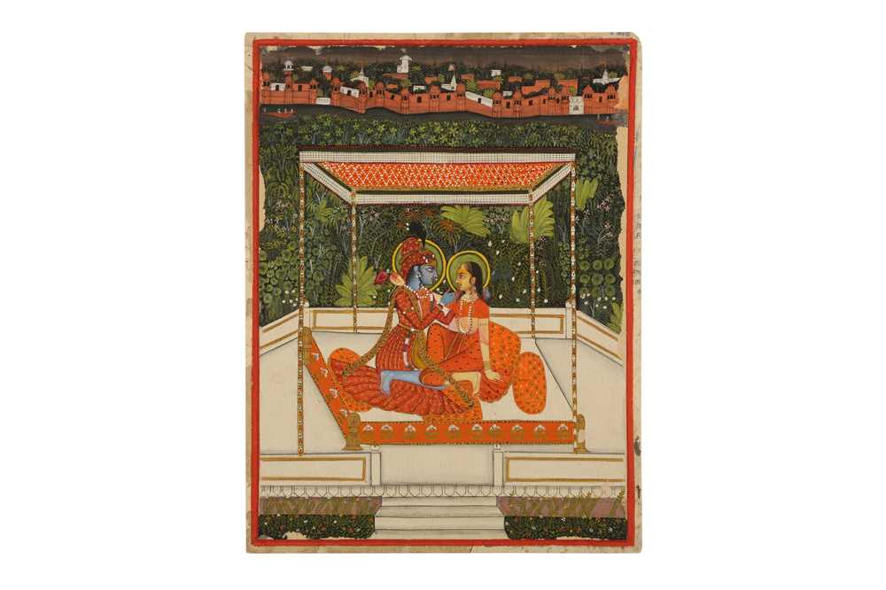 Lot 259 - RADHA AND KRISHNA SEATED ON A TERRACE