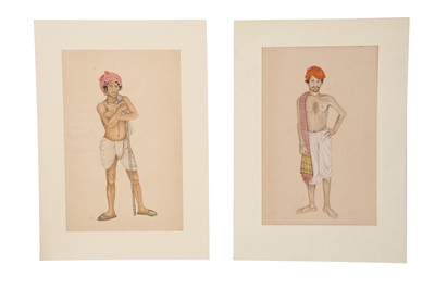 Lot 517 - TWO STUDIES OF INDIAN RECRUITS FROM THE 'SIX RECRUITS' FOLIO FROM THE FRASER ALBUM