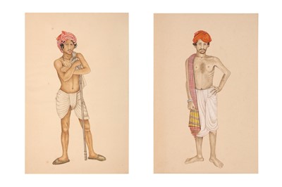 Lot 517 - TWO STUDIES OF INDIAN RECRUITS FROM THE 'SIX RECRUITS' FOLIO FROM THE FRASER ALBUM