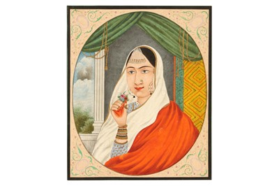 Lot 227 - AN OVAL PORTRAIT OF A COURTLY LADY