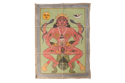 Lot 569 - A TANTRIC DEPICTION OF A HINDU GODDESS (DEVI)