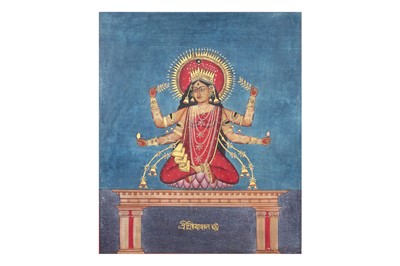 Lot 568 - A PORTRAIT OF LAKSHMI, THE HINDU GODDESS OF GOOD FORTUNE AND WEALTH