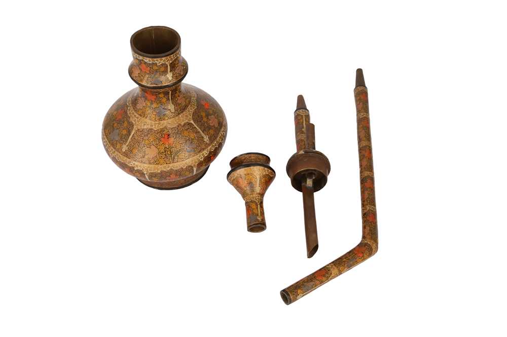 Lot 558 A KASHMIRI LACQUERED PAPIERMÂCHÉ AND COPPER