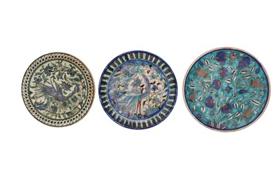 Lot 769 - SEVEN PALESTINIAN IZNIK-STYLE POTTERY DISHES