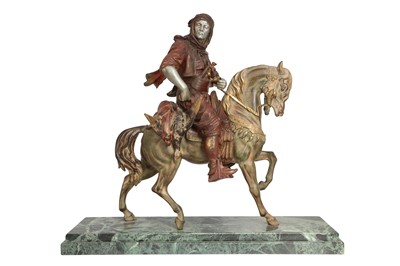 Lot 684 - A LARGE COLD-PAINTED BRONZE EQUESTRIAN FIGURE OF 'ARABE A CHEVAL' (ARAB RIDER ON HORSEBACK)