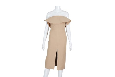 Lot 239 - Carven Beige Boiled Wool Strapless Corset Dress -  Size 34