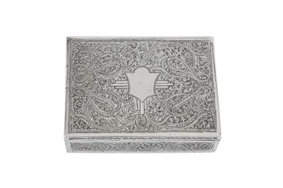 Lot 99 - A mid-20th century Anglo - Indian silver cigarette box, Kashmir circa 1940