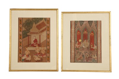 Lot 462 - TWO THAI PAINTING FRAGMENTS