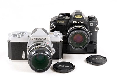 Lot 362 - A Black Nikon FG-20 & a Nikkormat FT Film Camera.