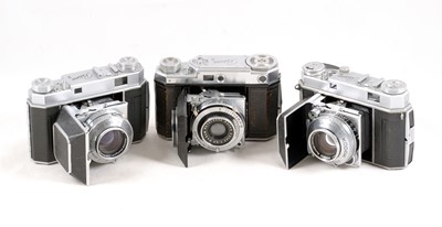 Lot 502 - 3 Chrome Kodak Retina II & IIa Rangefinder Cameras.