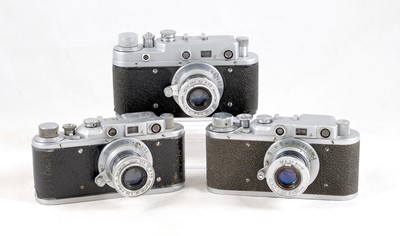 Lot 504 - 3 Soviet Leica Copy Rangefinder Cameras.