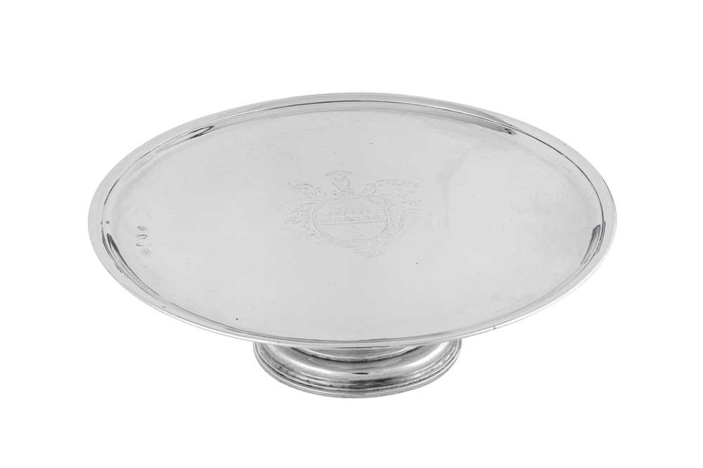 Lot 686 - A good Queen Anne Britannia standard silver footed salver or tazza, London 1705 by Anthony Nelme (free. 1680, d. 1722)