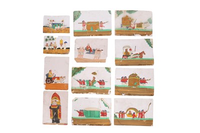 Lot 538 - TWELVE MICA PAINTINGS WITH TRADITIONAL MEANS OF TRANSPORTATION