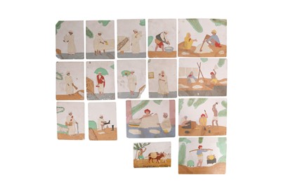 Lot 527 - SIXTEEN MICA PAINTINGS OF CRAFTSMEN AND VILLAGERS
