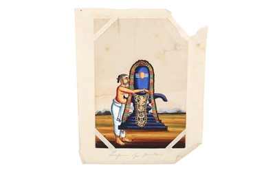 Lot 572 - TWO DEVOTIONAL MICA PAINTINGS OF SHAIVA LINGAMS