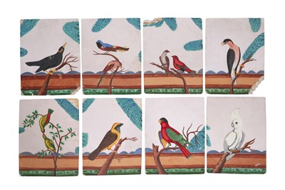Lot 553 - EIGHT MICA PAINTINGS OF INDIAN BIRDS