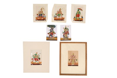 Lot 575 - SEVEN MICA PAINTINGS OF THE HINDU GOD VISHNU'S VARIOUS INCARNATIONS (AVATARS)