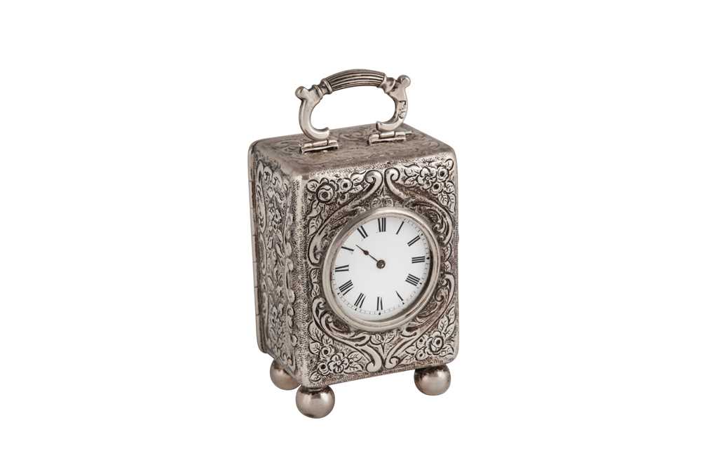 Lot 18 - A VICTORIAN STERLING SILVER CASED TRAVELLING TIMEPIECE ‘CARRIAGE CLOCK’, LONDON 1896 BY THE ARMY AND NAVY COOPERATIVE SOCIETY