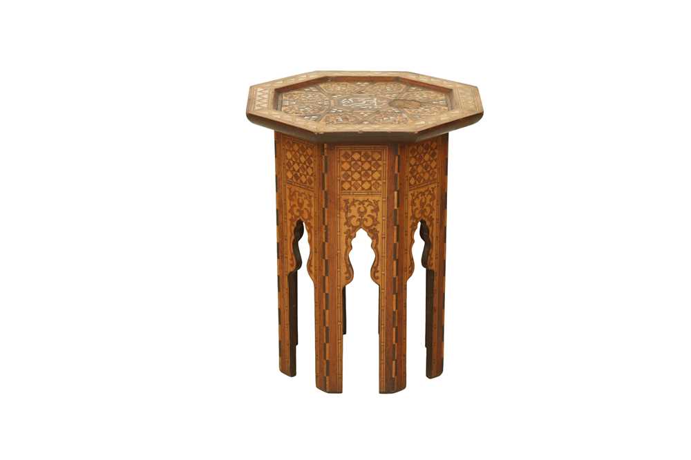 Lot 657 - λ A HARDWOOD MOTHER-OF-PEARL-INLAID OCCASIONAL TABLE