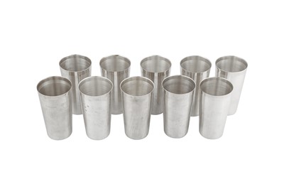 Lot 160 - A set of ten late 20th century modern Indian silver beakers