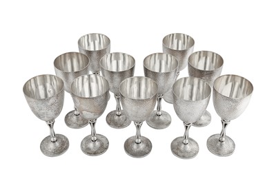 Lot 162 - A set of eleven late 20th century modern Indian silver goblets