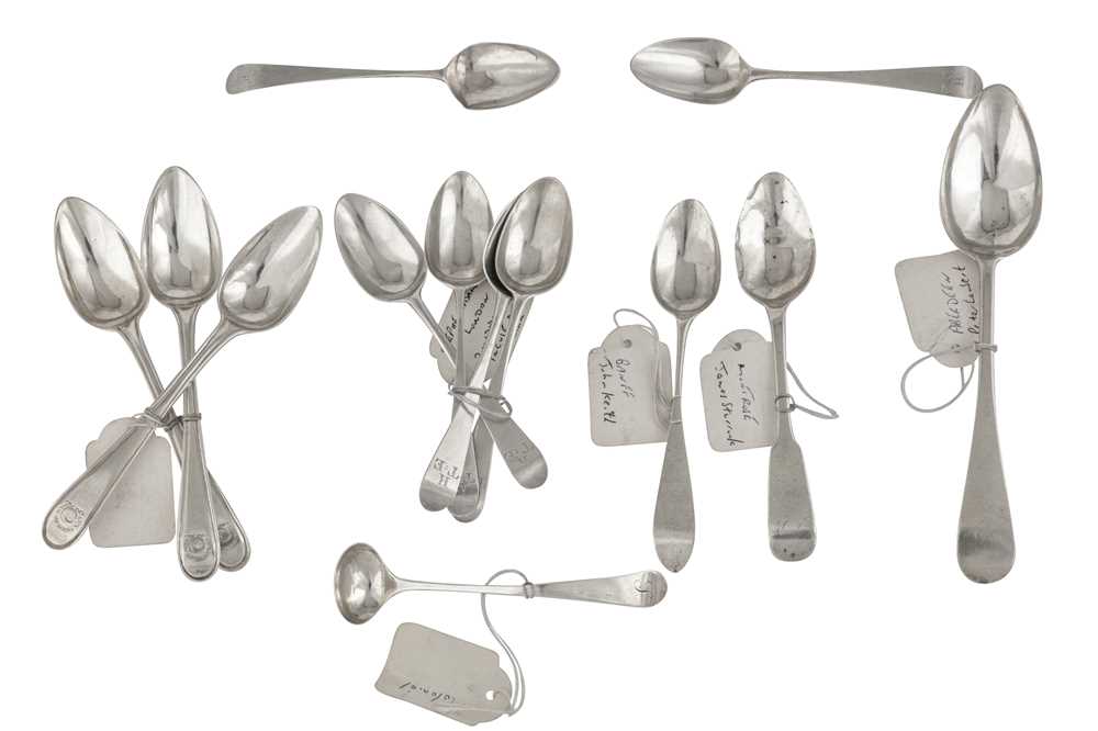 Lot 15 - A MIXED GROUP OF GEORGE III AND LATER SCOTTISH STERLING SILVER FLATWARE