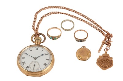 Lot 97 - A GROUP OF JEWELLERY TOGETHER WITH A POCKET WATCH