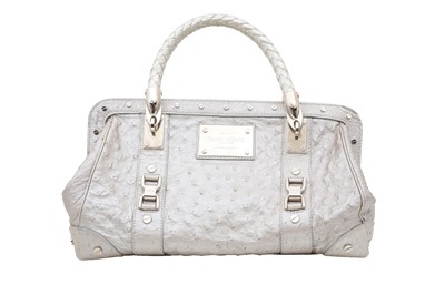 Lot 471 - Versace Silver Ostrich Snap Out Of It Bag