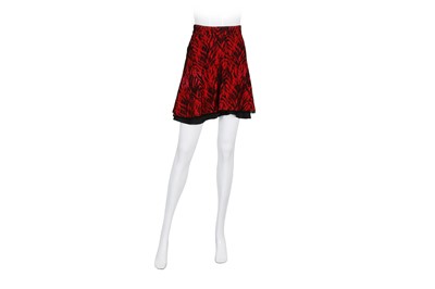 Lot 70 - Saint Laurent Red Lace Skater Skirt - Size 36