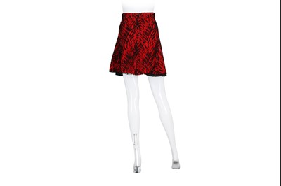 Lot 70 - Saint Laurent Red Lace Skater Skirt - Size 36