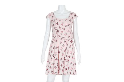 Lot 32 - Prada Pink Crepe Floral Print Sleeveless Dress - Size 42