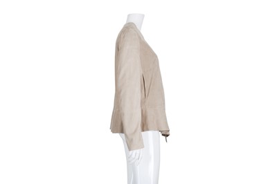 Lot 93 - Brunello Cucinelli Beige Chamois Peplum Jacket - Size 42