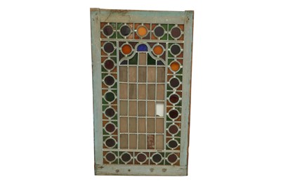 Lot 616 - A PAIR OF IRANIAN STAINED GLASS WINDOW SHUTTERS IN WOODEN FRAMES