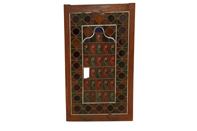 Lot 616 - A PAIR OF IRANIAN STAINED GLASS WINDOW SHUTTERS IN WOODEN FRAMES