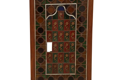 Lot 616 - A PAIR OF IRANIAN STAINED GLASS WINDOW SHUTTERS IN WOODEN FRAMES