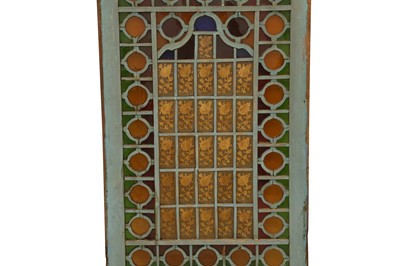 Lot 616 - A PAIR OF IRANIAN STAINED GLASS WINDOW SHUTTERS IN WOODEN FRAMES