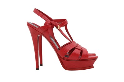 Lot 78 - Yves Saint Laurent Red Tribute Platform Sandal - Size 40.5