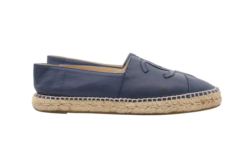 Lot 166 - Chanel Blue CC Logo Flat Espadrille - Size 41