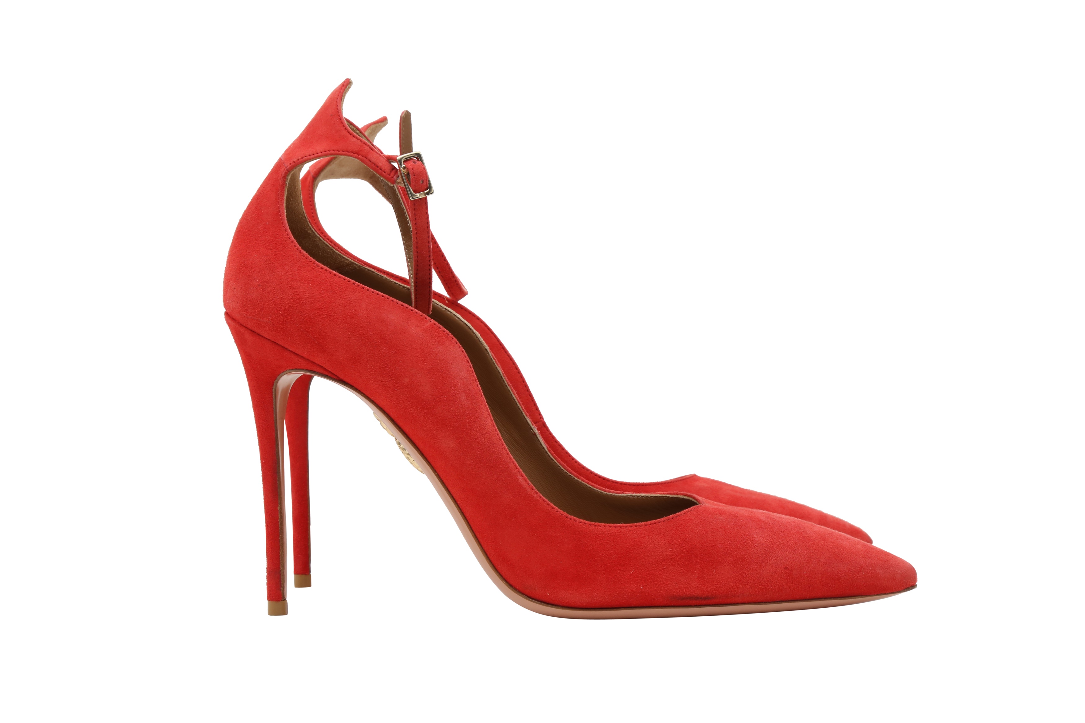Lot 76 - Aquazzura Red Ankle Strap Heeled Pump - Size