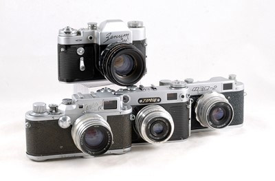 Lot 555 - Group of 4 Soviet Cameras.