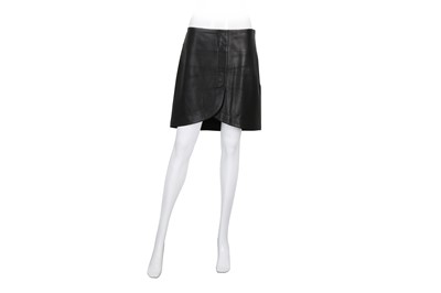 Lot 241 - Balenciaga Black Leather Curved Front Skirt
