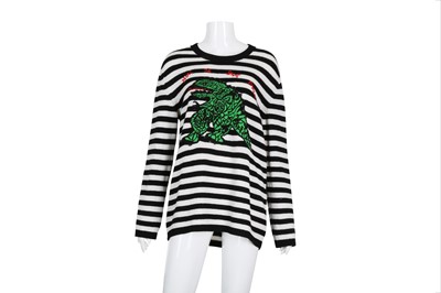 Lot 372 - Christian Dior Striped Cashmere Dragon Sweater - Size 40