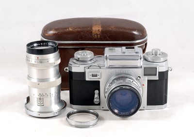 Lot 351 - A Chrome Contax III Rangefinder Camera & a 13.5cm Lens.