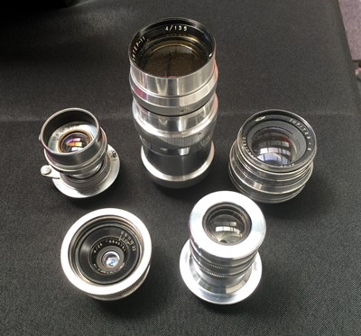 Lot 445 - A FED 100mm Portrait Lens & Other L39 Mount Lenses.