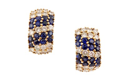 Lot 76 - A pair of diamond and sapphire earrings, 1986